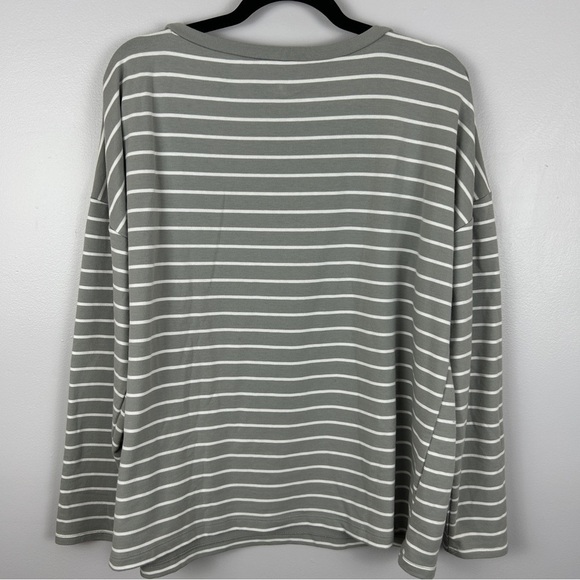 BB Dakota Striped French Terry Oversized Long Sleeve Tee XL Grey - Picture 12 of 12